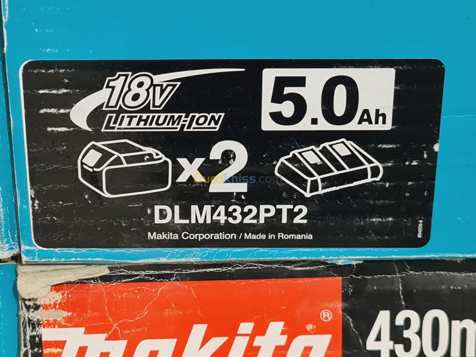 Tondeuse Sans Fil MAKITA DLM432PT2 36V (18V+18V) 2 Batteries 5.0Ah + chargeur doublé (2023-Romania)