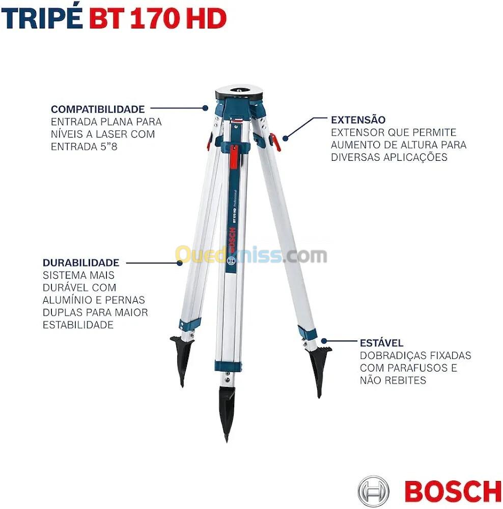 BOSCH BT 170 HD - Trépied Robuste 107-165cm Pour Laser Rotatif, Station Totale, Théodolithes, GPS