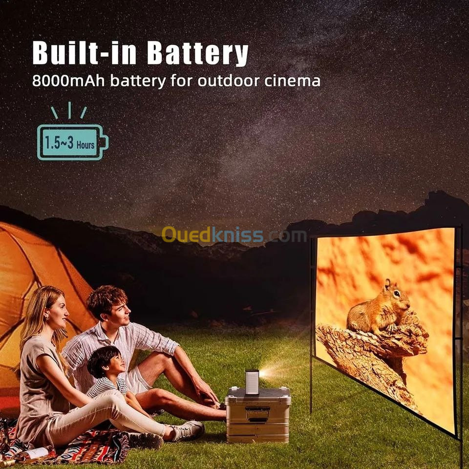Mini projecteur , Datashow  Byintek P70 Pro Android , Cinéma 3D 4K , Avec Batterie , Wifi