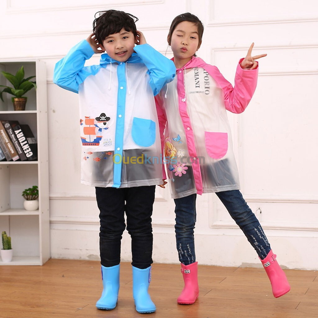 Capuche Poncho Pluie Enfant Impermeable Anti Pluie V3