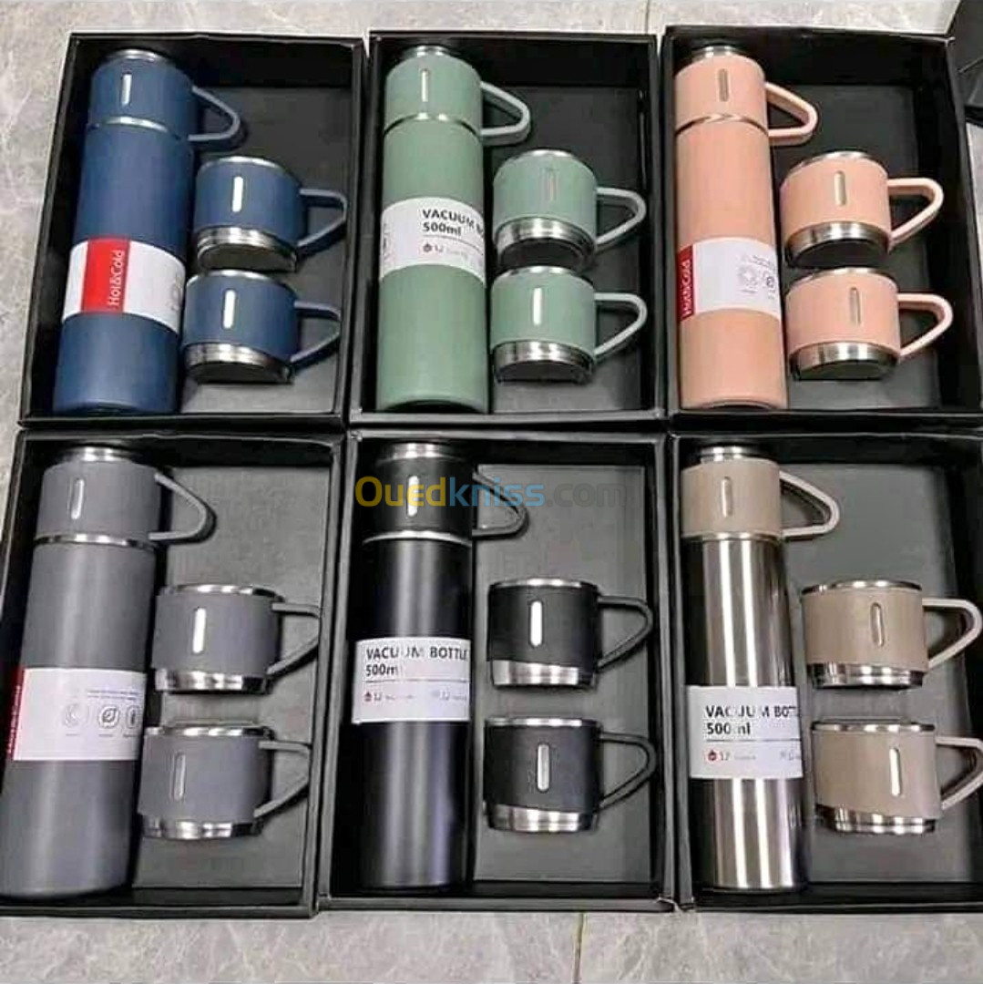 Ensemble de Tasses & Thermos Double Couche En Acier Inoxydable 500 mL