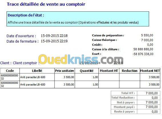 logiciel et materièls de la caisse 