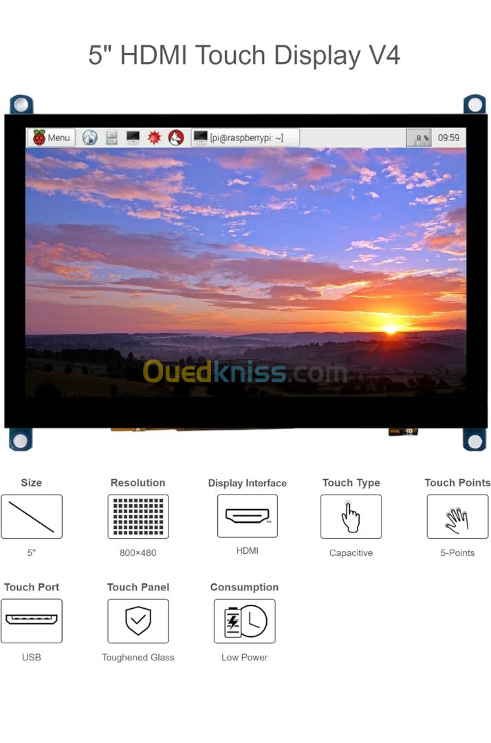 5 inch écran tactile capacitif 800x480 Raspberry Pi