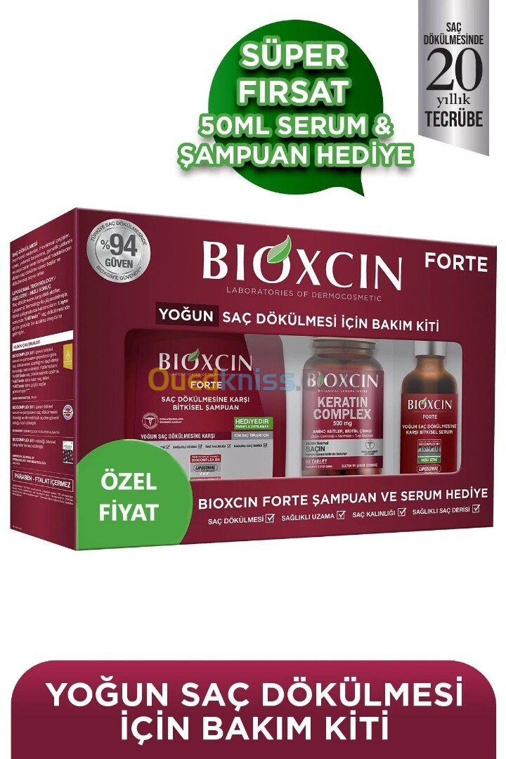 coffret bioxcin shampooing serum herbal et keratine complex