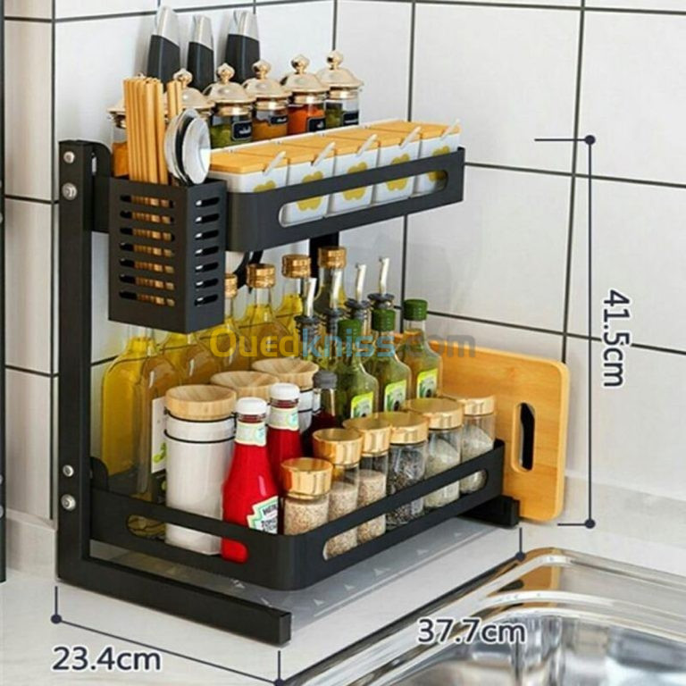 Étagère à Épices 2 Niveaux pour Armoire de Cuisine multifonctionnelle en acier inoxydable