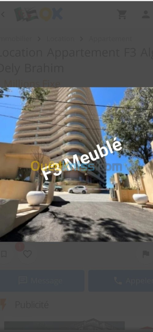 Location Appartement F3 Alger Ouled fayet