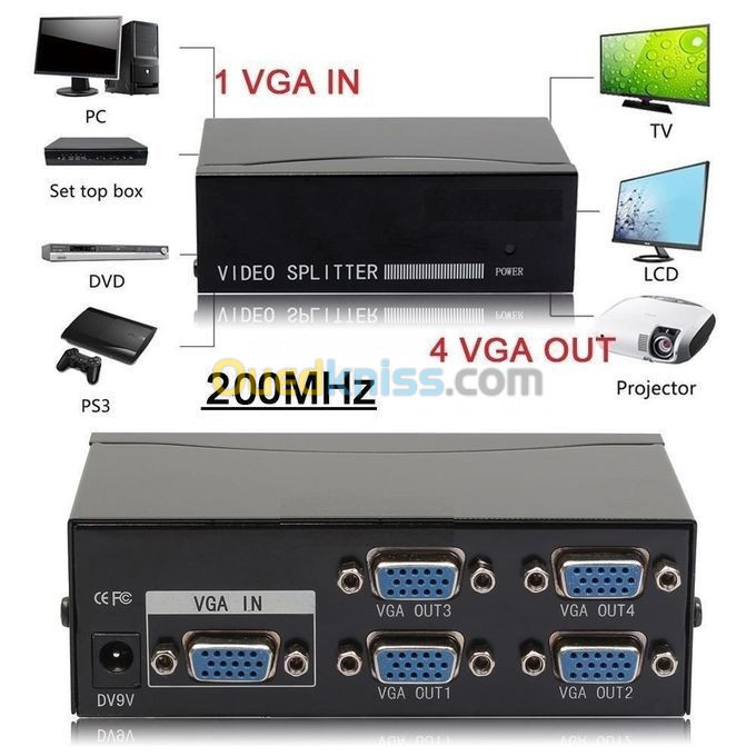 SPLITTER VGA MÂLE VERS VGA FEMELLE - NOIR