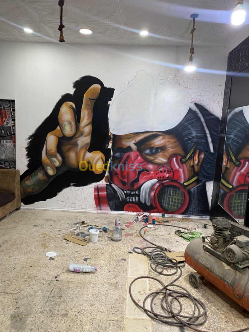 رسم جدريات المحلات التجارية و المنازل  وتيينهتdessin mural artistique 