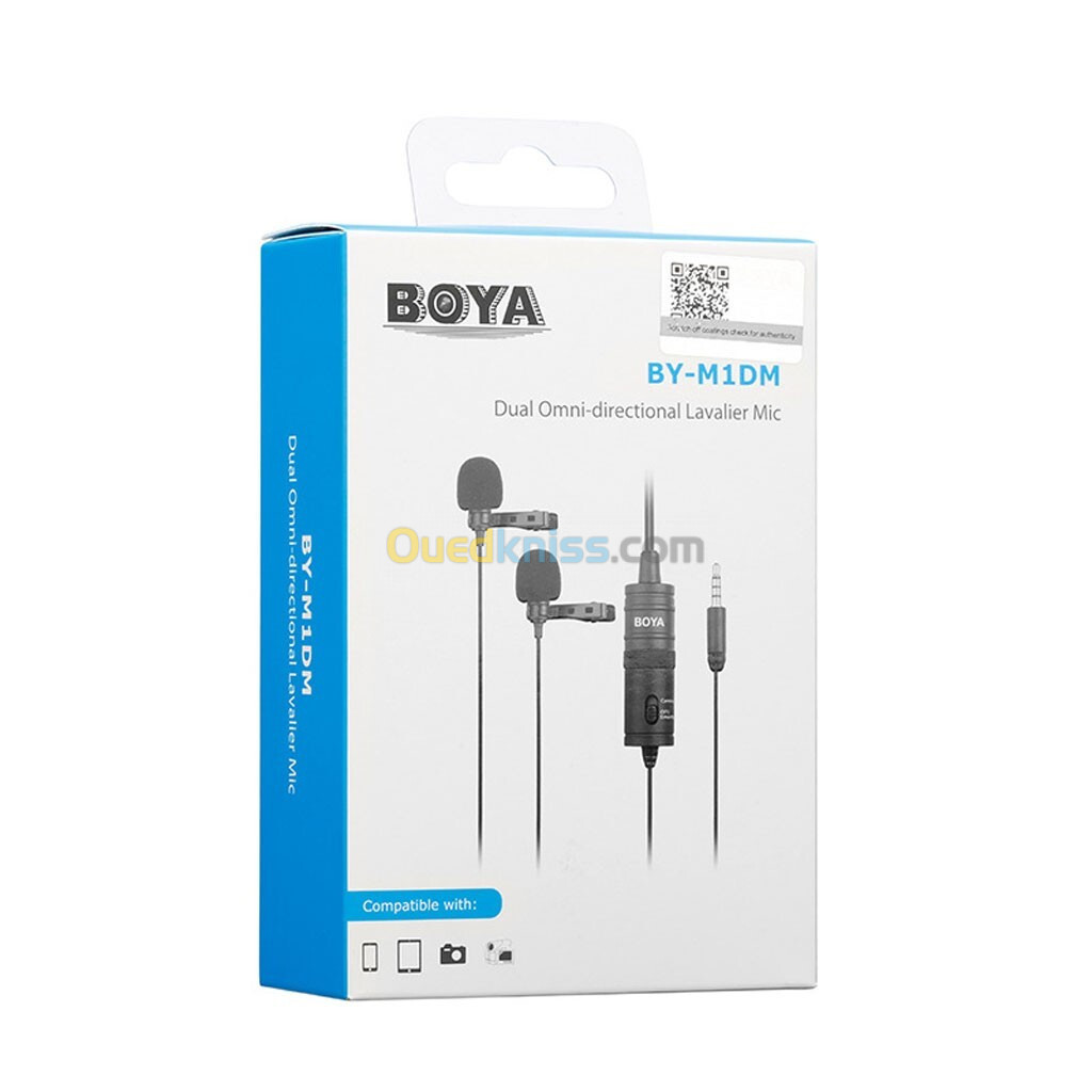 BOYA BY-M1DM Microphone Ee Lavalier Omnidirectionnel Double