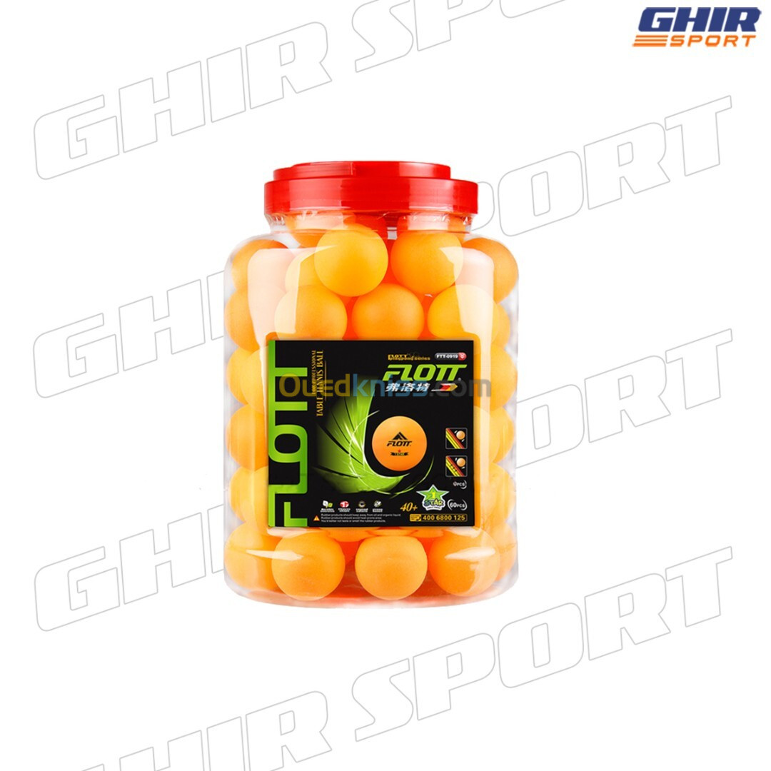 BALLE DE PING-PONG UNE ETOILE 60PCS FLOTT FTT-0919