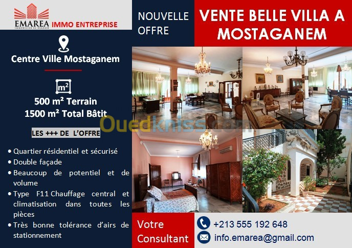 Vente Villa Mostaganem Mostaganem