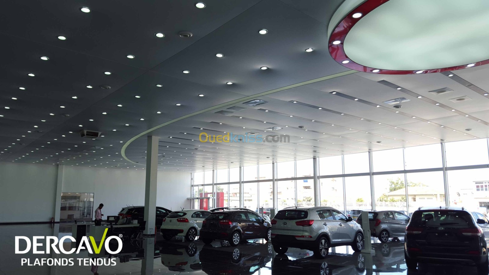 showroom voiture/automobile   plafond tendu et toile tendue