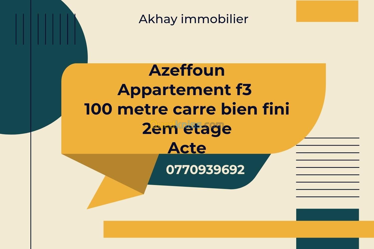 Vente Appartement F3 Tizi Ouzou Tizi ouzou