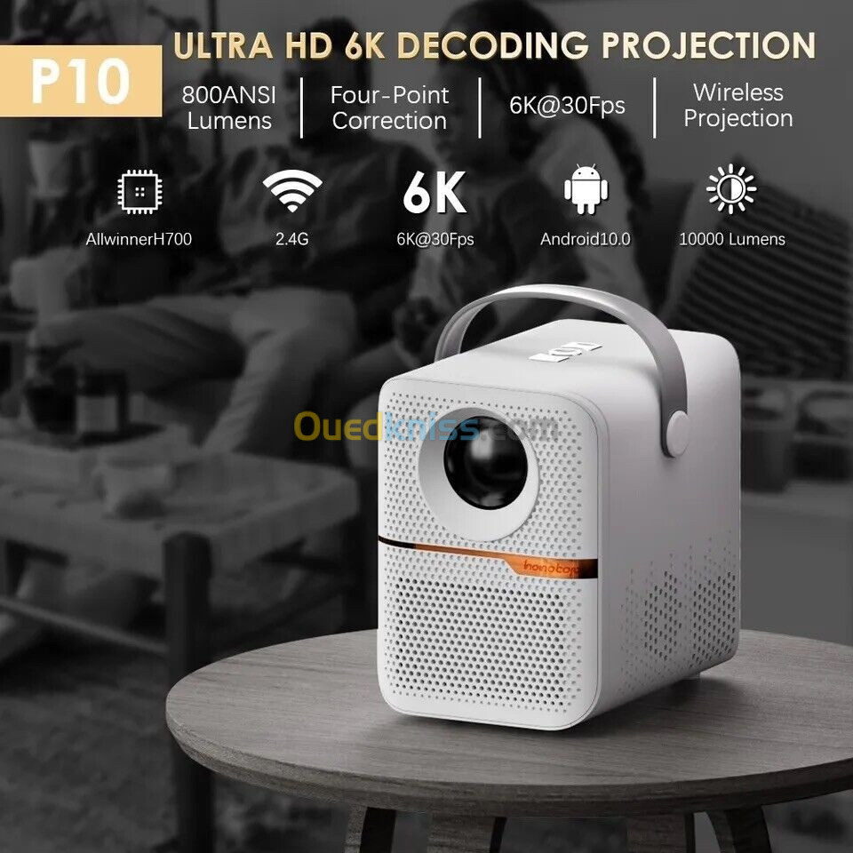 Datashow P10 Smart 4k wifi 4gb/64gb bleutooth 6000 lumens Android 10 ضمان 06 اشهر 