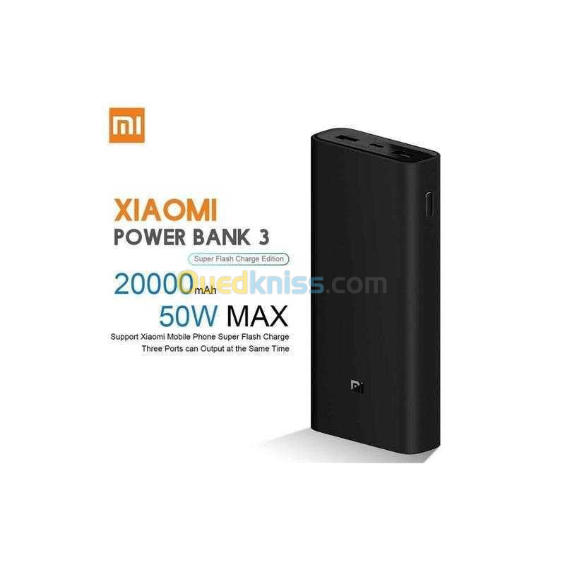 Power Bank Xiaomi Mi 3 Version De Charge Super Flash 50W 20000Mah
