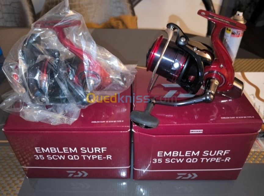 2 moulinets daiwa emblem surf 35 scw qd type R neufs jamais utiliser  