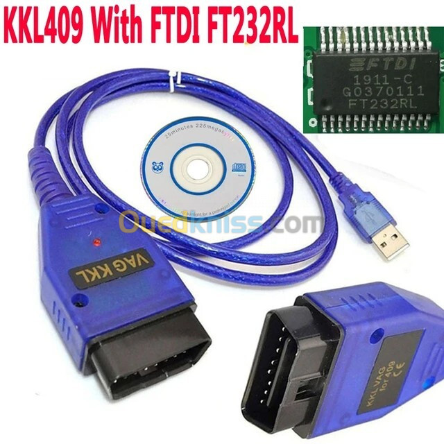 Câble de diagnostic OBD2 VAG KKL avec puce FTDI FT232RL