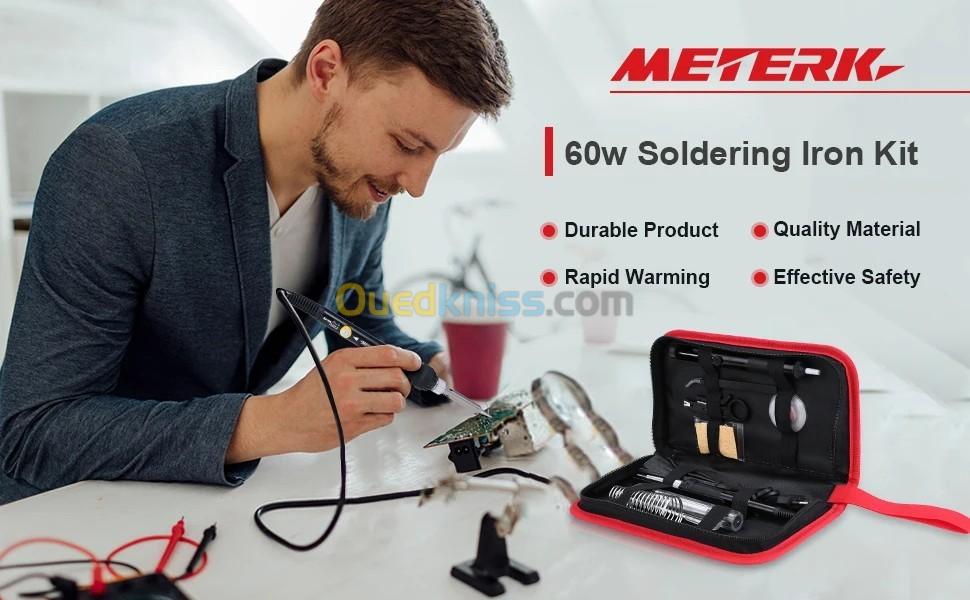 Meterk  Kit de fer à souder 14 en 1, 60W, température réglable, avec interrupteur marche arrêt