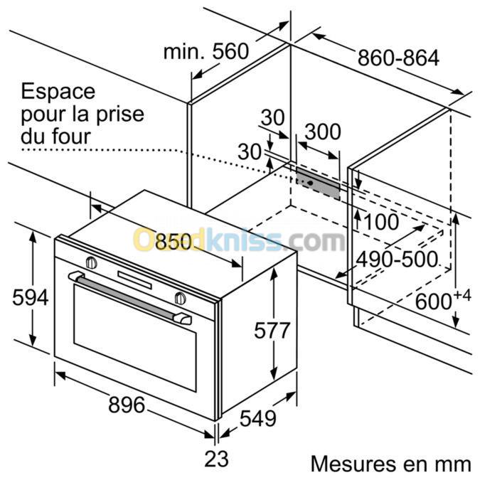 FOUR BOSCH 90CM GAZGAZ VENTILLE 92LT 5FCT INOX SÉRIE 4