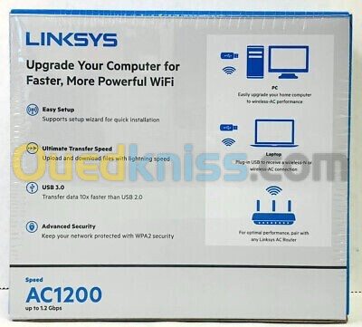 Cle USB WiFi AC1200 double bande Linksys WUSB6300 