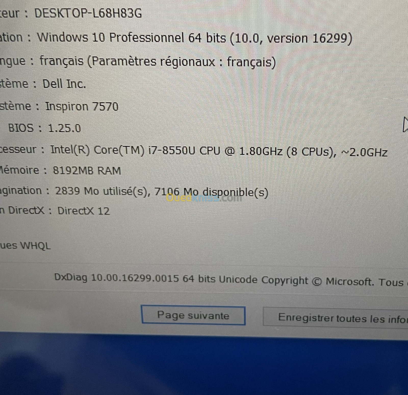 DELL Inspirion 7570 | i7 8ème 8Go 512Go SSD & 1To HDD NVIDIA MX130 15.6"FHD