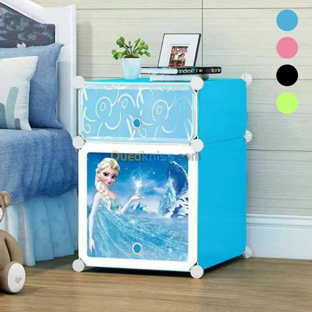 Armoire de table de chevet pour enfants étanche à 2 portes