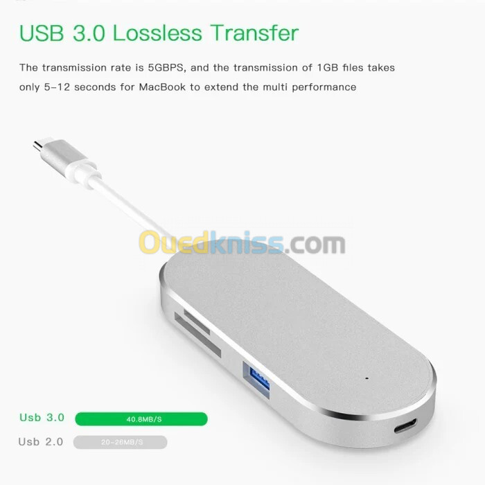 Adaptateur HUB USB Type-C 6 EN 1 USB Type-C to HDMI  / 2 USB 3.0 / SD / TF / USB-C