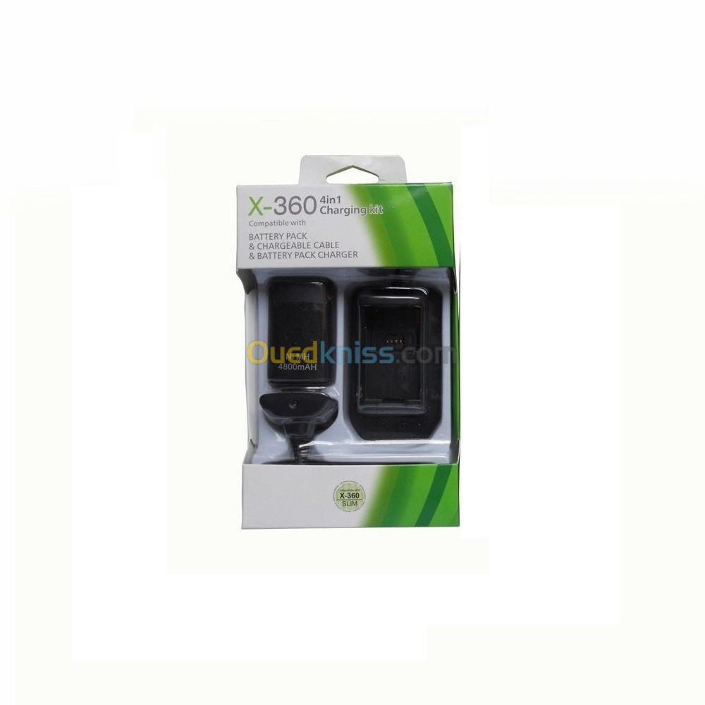 KIT Batterie 4800 mAh & Chargeur & Cable Usb pour Manette Xbox 360 Noir -  Prix en Algérie