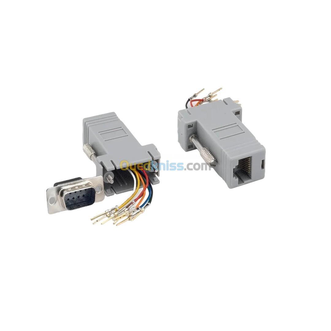 Adaptateur Démontable DB9 (RS232) vers RJ45 Femelle 