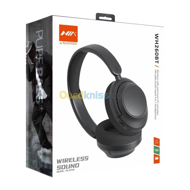 CASQUE NIA WH260 BT V5.0 + FM SD AUX