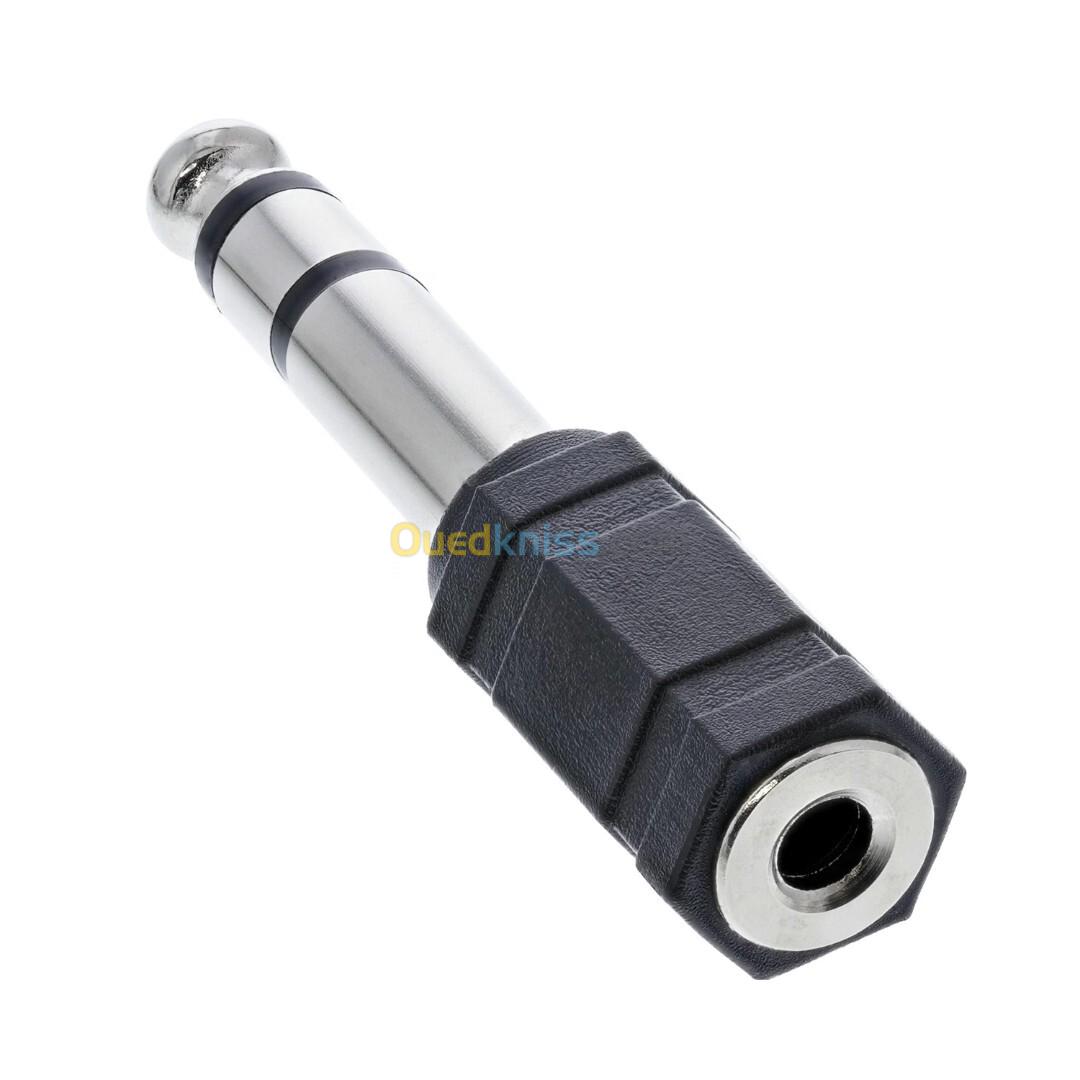 Adaptateur Audio Stéréo Professionnels Jack 6.35mm Mâle vers Jack 3.5mm Femelle 