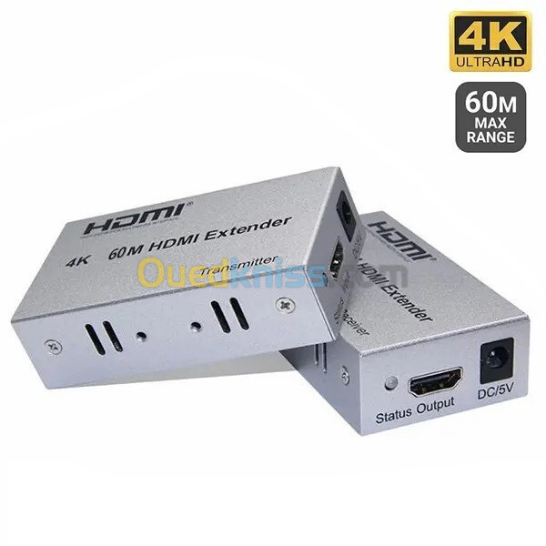 Extender & Rallonge HDMI UHD 4K à 60 Hz 60 m sur Câble Ethernet Cat5e/6