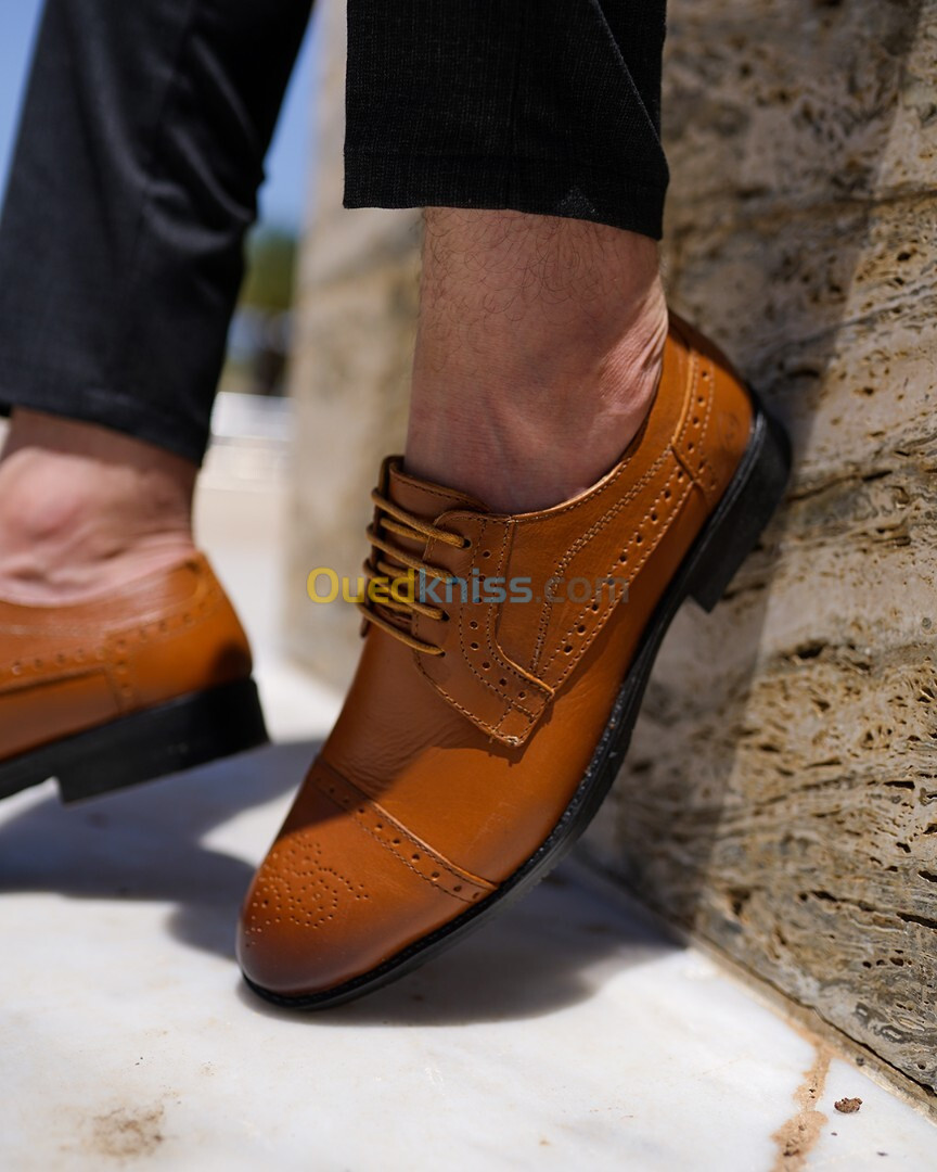 Chaussure en cuire véritable Derby Classique pour touts événements حذاء ديربي من الجلد الطبيعي 