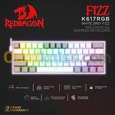 Redragon K617 FIZZ 60% Wired RGB Gaming Keyboard, 61 Keys Red Switch