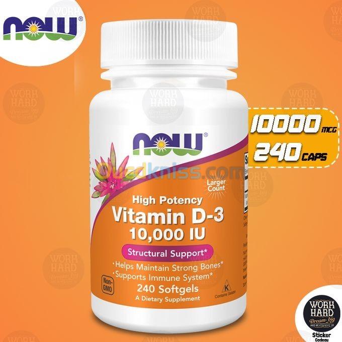 NOW Foods, Vitamine D3,  (5000 - 10 000 UI), 240 capsules