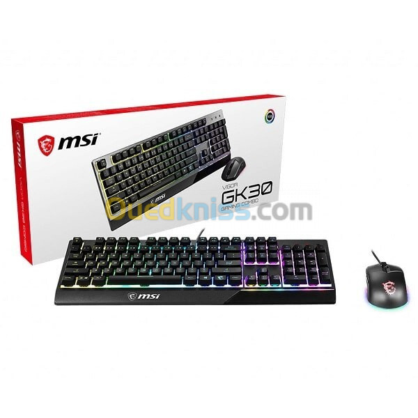 CLAVIER & SOURIS MSI VIGOR GK30 SEMI-MECANIQUE TVD