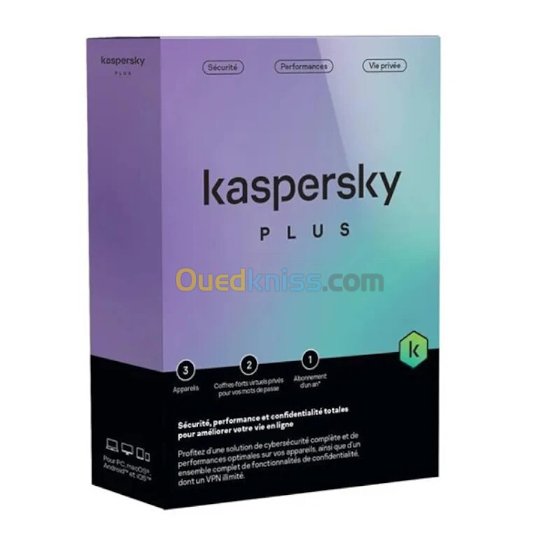 KASPERSKY PLUS 2024 -3-APPAREILS-1 AN D'ABONNEMENT