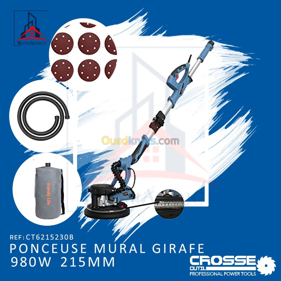 PONCEUSE GIRAFE MURAL 225MM 980W AVEC LED CROSSE