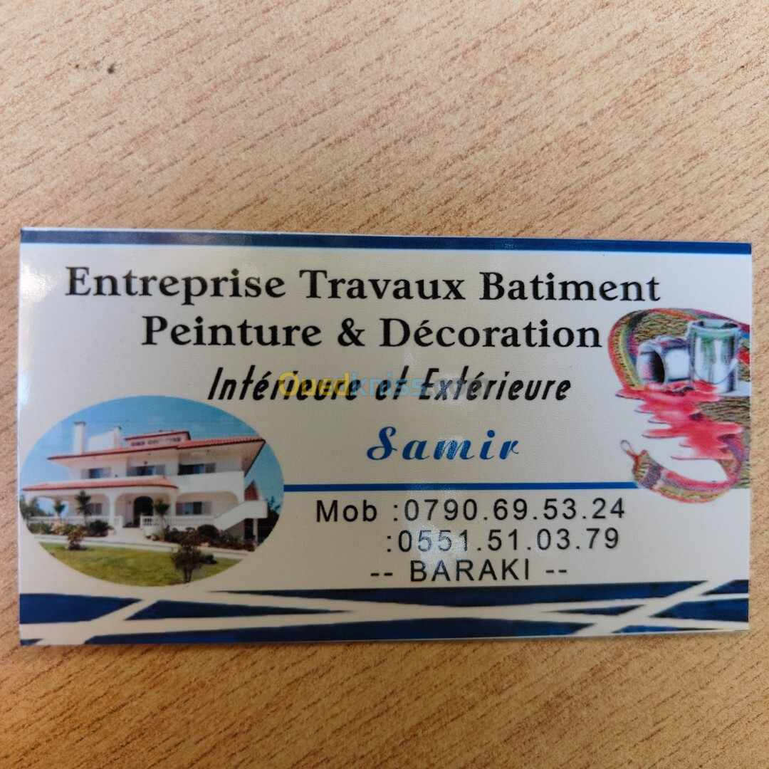 Entreprise travaux bâtiment peinture et décoration intérieure et extérieure 