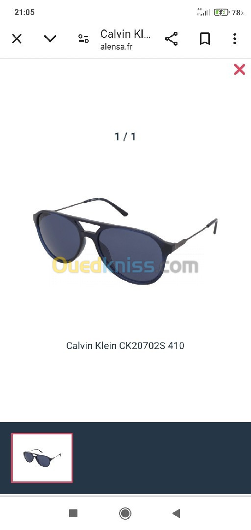 Lunettes de soleil Calvin Klein homme