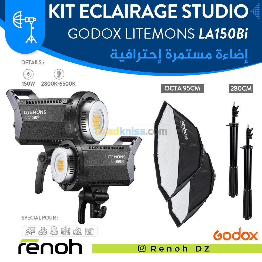 Kit Éclairage Studio GODOX LITEMONS LA150D (150W/2-Kit)