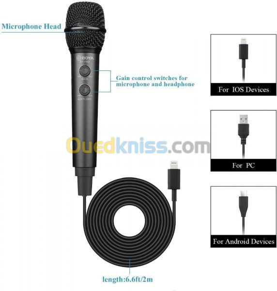 Microphone Professional BOYA BY-HM2 Pour Podcast/Voiceover