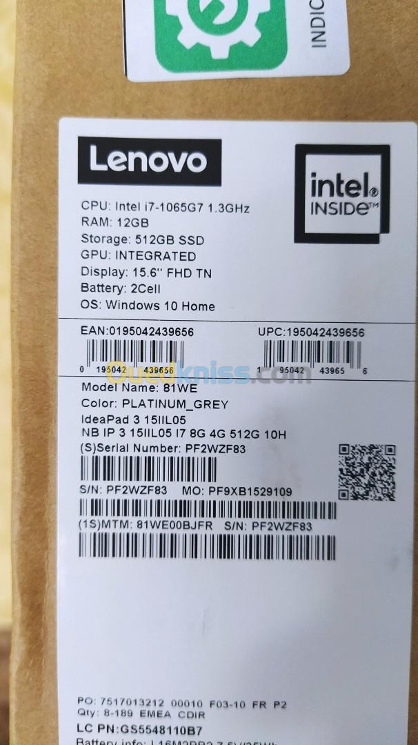 Lenovo IdeaPad 3 12g la ram 