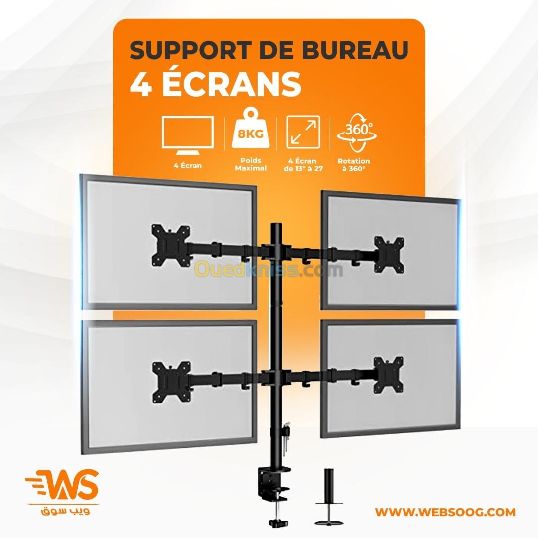 Support de bureau pour 4 écrans - Bras d'écran articulé