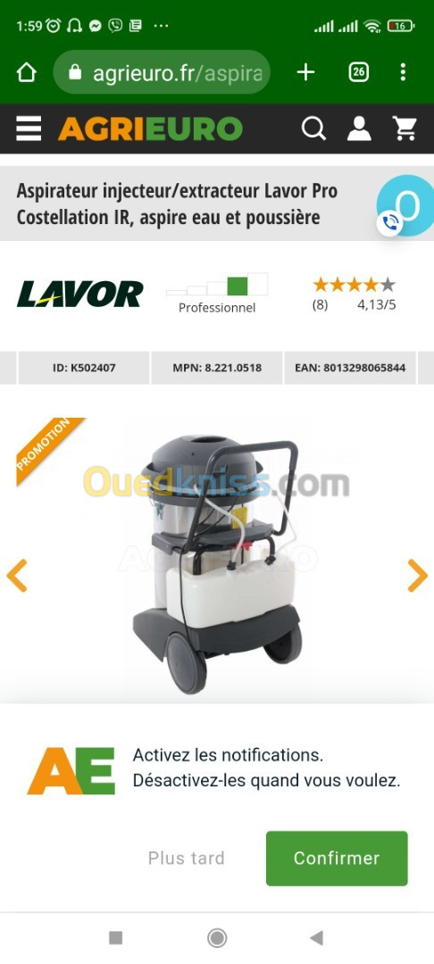 Injecteur extracteur lavor pro Italy 