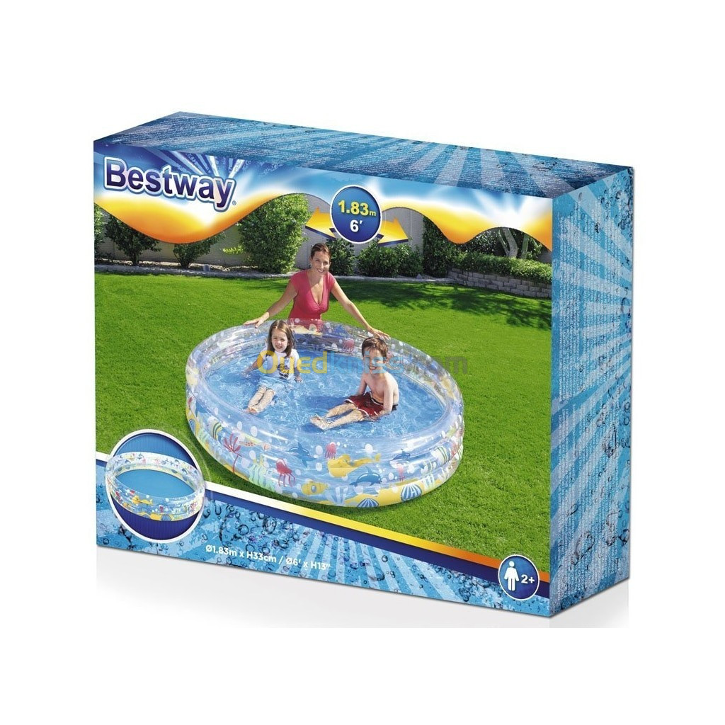 Piscine Gonflable Ronde Transparente Pour Enfants 183 x 33cm Bestway 