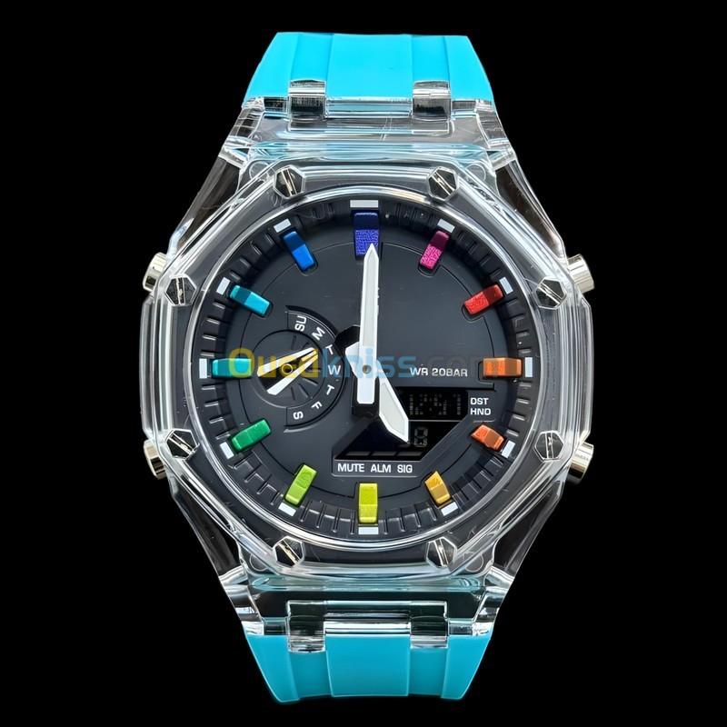 Montre Casio G-Shock bracelet silicone trasparent fond noir_V2