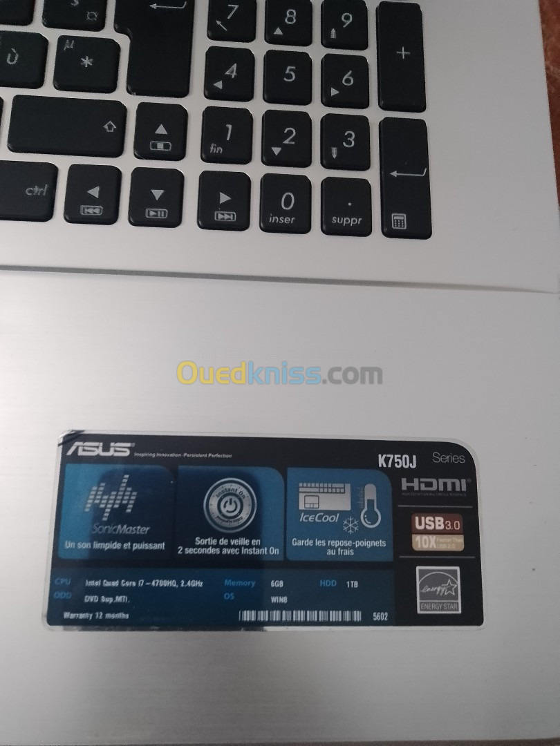 حاسوب ازوس i7 / ssd / رام 6/كارت جرافيك nvidia  شاشة حجم كبير 17 بوس Hd / بطارية جيدة حالة شبه جديد