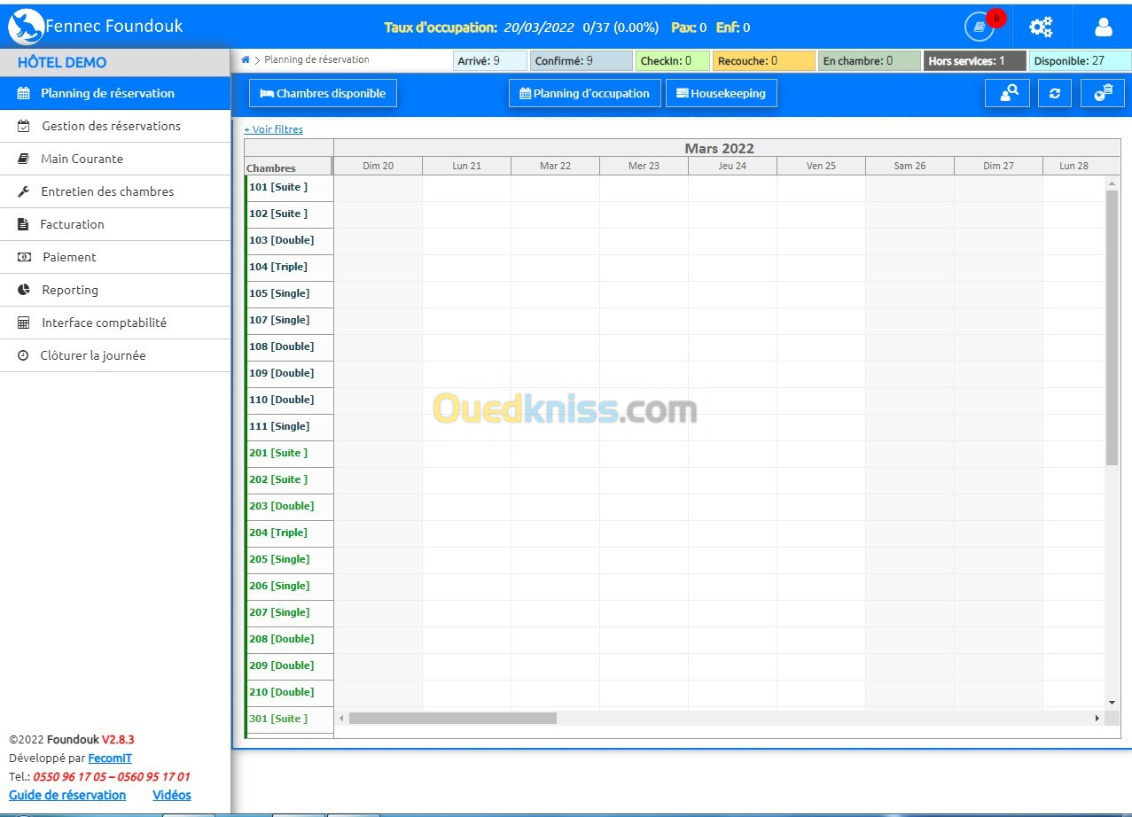 Logiciel de gestion d'hôtel Fennec Foundouk