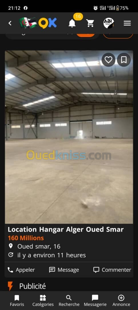 Location Hangar Alger Oued smar